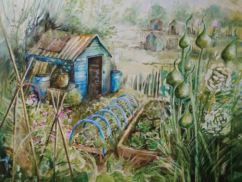 How to paint allotment scenes in watercolour