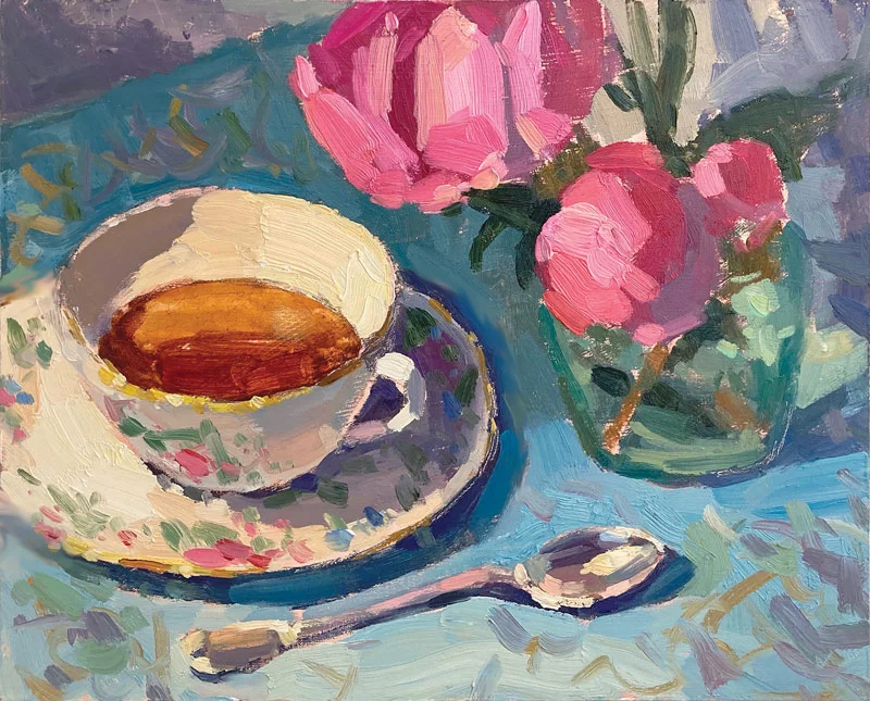 How to paint a still life with teacup