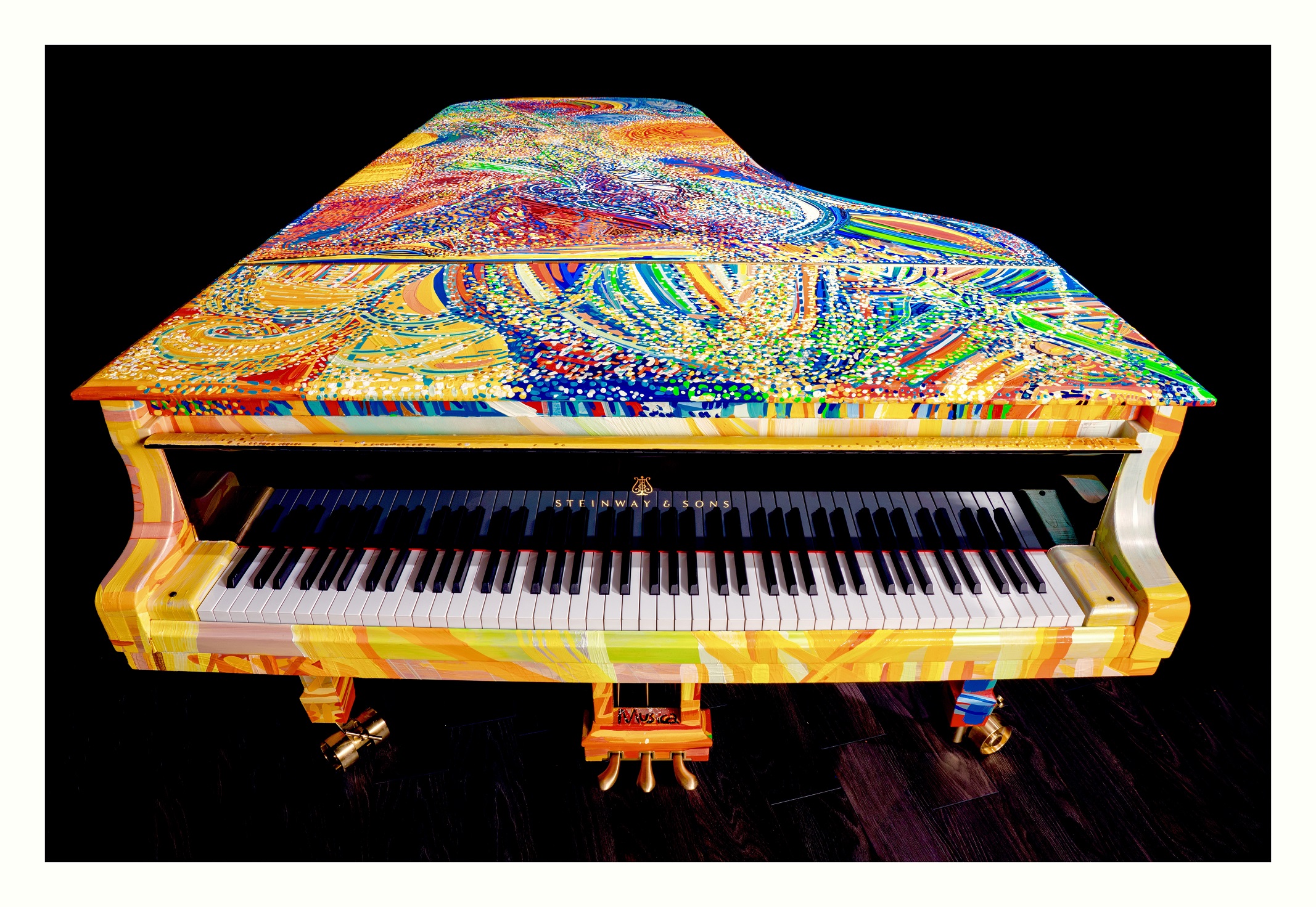 Steinway artist hand-paints Model D piano to create the