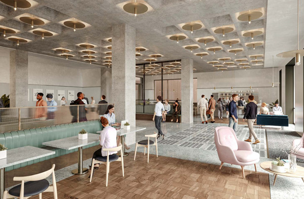 A CGI of the reception area at 77 Coleman Street