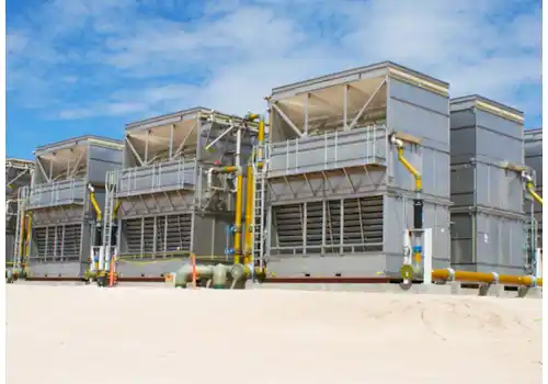 The HXV Hybrid Cooler is said to virtually eliminate plume and reduce water usage. The HXV Hybrid Cooler is said to virtually eliminate plume and reduce water usage.