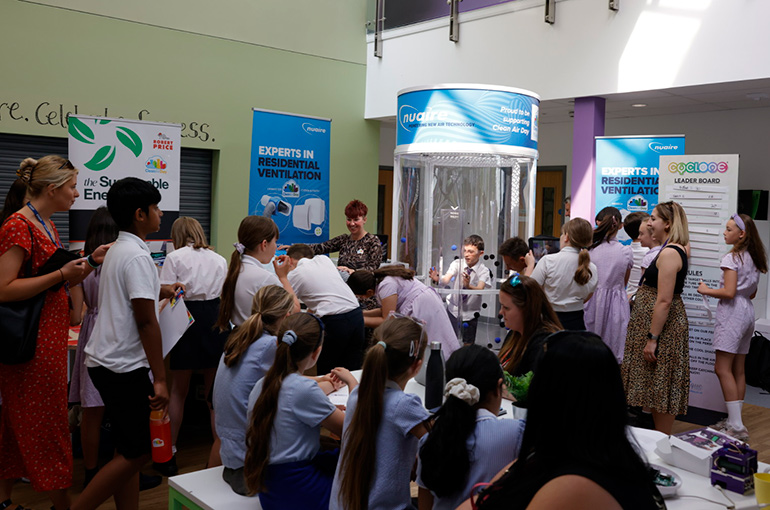 Picture shows pupils taking part in the Clean Air Day awareness event at Jubilee Park Primary School in Newport
