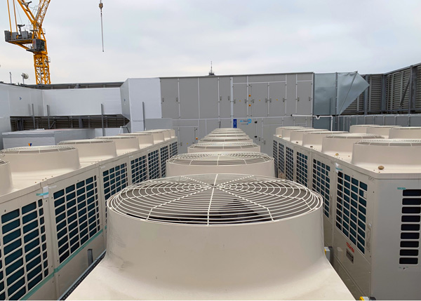 Toshiba outdoor condensing units on the roof at Landmark Manchester