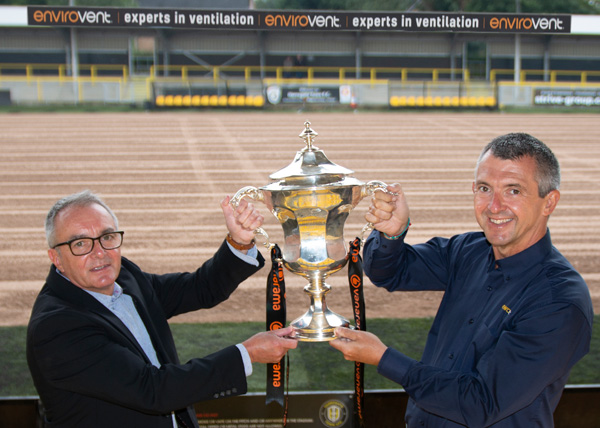 Andy Makin of EnviroVent, right, with Garry Plant of Harrogate Town AFC