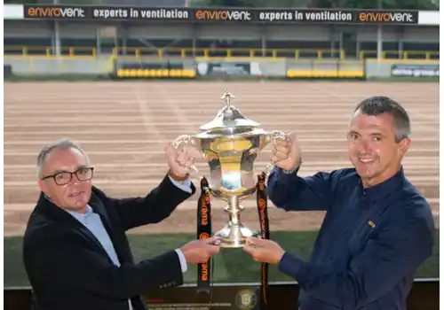 Andy Makin of EnviroVent, right, with Garry Plant of Harrogate Town AFC Andy Makin of EnviroVent, right, with Garry Plant of Harrogate Town AFC