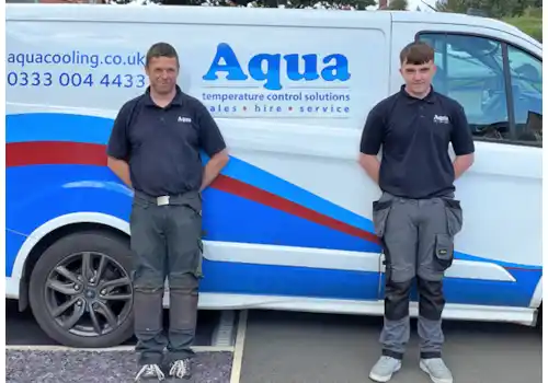 Joe Barnes, right, with Aqua's Alan Carter Joe Barnes, right, with Aqua's Alan Carter
