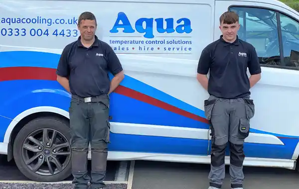 Joe Barnes, right, with Aqua's Alan Carter Joe Barnes, right, with Aqua's Alan Carter