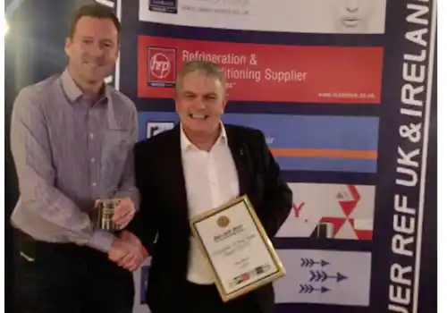 Paul Mottram of National Refrigerants, left, with John Billson Paul Mottram of National Refrigerants, left, with John Billson