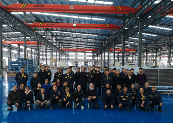 The LU-VE team at the plant in Tianmen, China