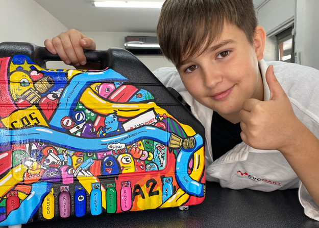 Nate-James Bray with the customised recovery machine