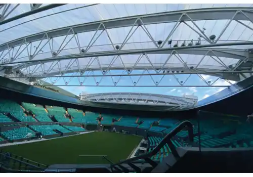 The retractable roof on No.1 Court can be closed in around eight minutes The retractable roof on No.1 Court can be closed in around eight minutes