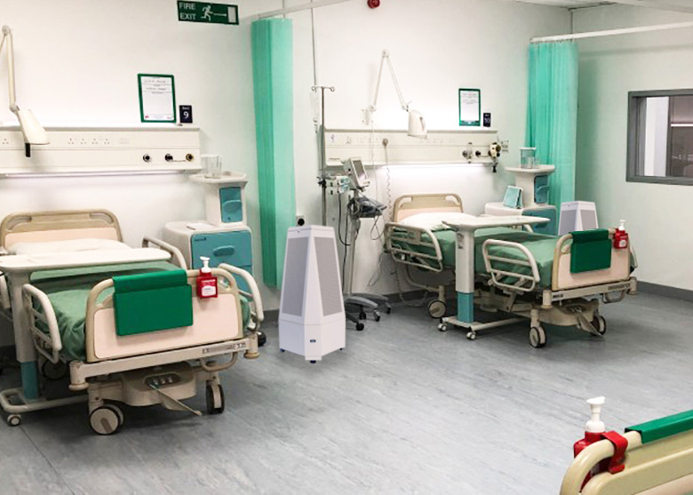 One of the mobile air sterilisation units on a hospital ward