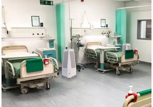 One of the mobile air sterilisation units on a hospital ward One of the mobile air sterilisation units on a hospital ward