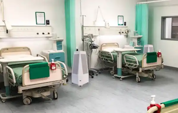 One of the mobile air sterilisation units on a hospital ward One of the mobile air sterilisation units on a hospital ward