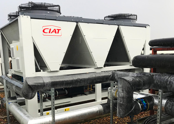 The new CIAT chiller on the rooftop at Pentland Brands
