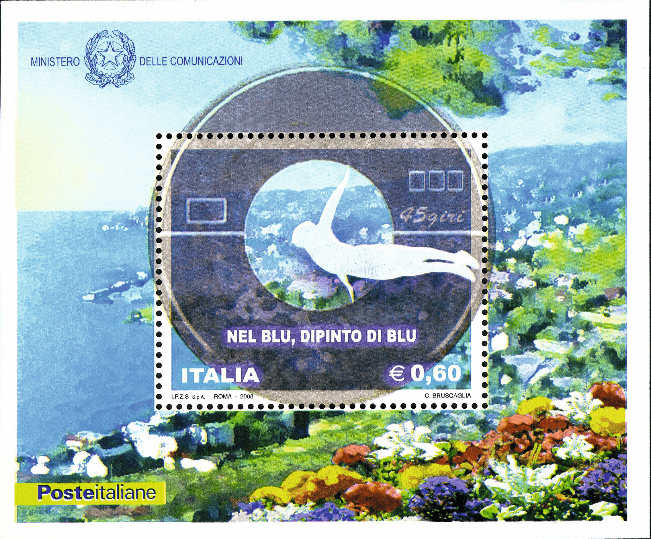 1 2008 Italian miniature sheet dedicated to a hit from the 1958 edition of Eurovision