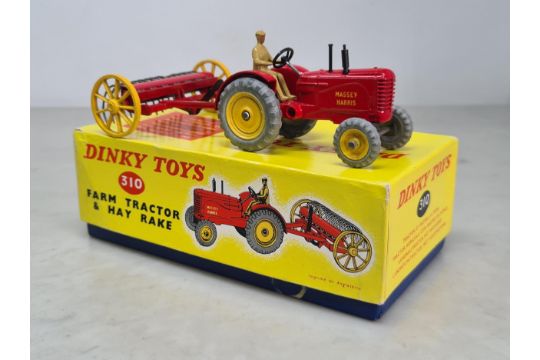 Dinky Toys Massey-Harris Tractor and Hay Rake.