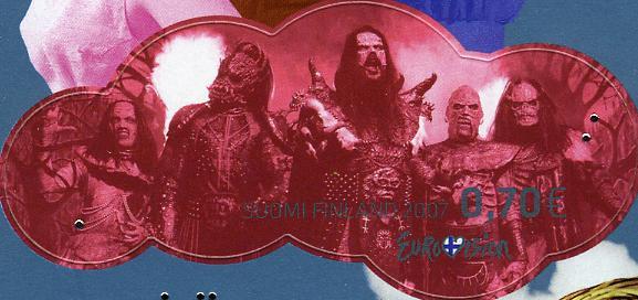 5 2007 issue from Finland showing Lordi, who won the contest in 2006