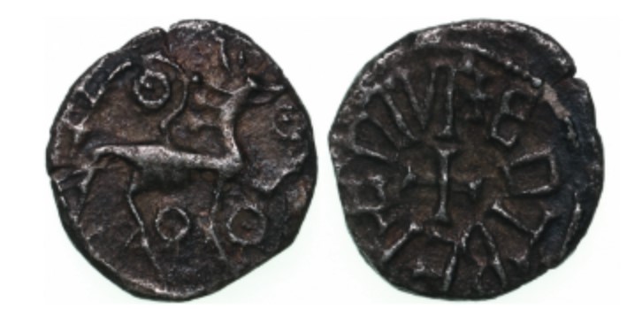 1. Silver Sceatta from king Eadberht of Northumbria (AD 737- 58) (£450)