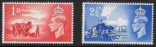The two Channel Island stamps released in 1948.