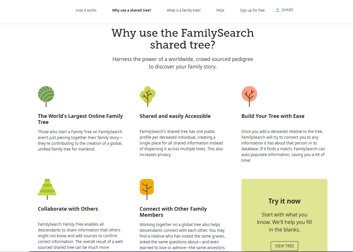 Learn about automated tree build functionality at FamilySearch shared online family tree