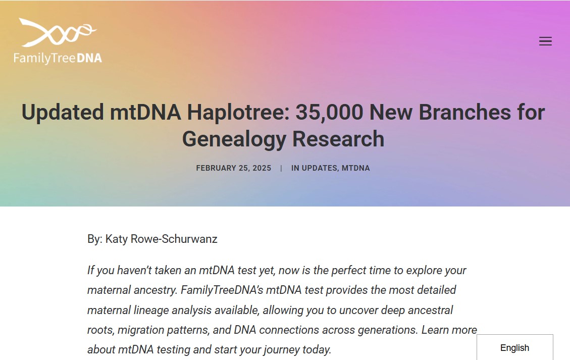 Learn about your motherline back 100,000 year with the FamilyTreeDNA Mitotree