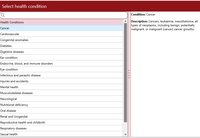 RootsMagic screenshot - health condition