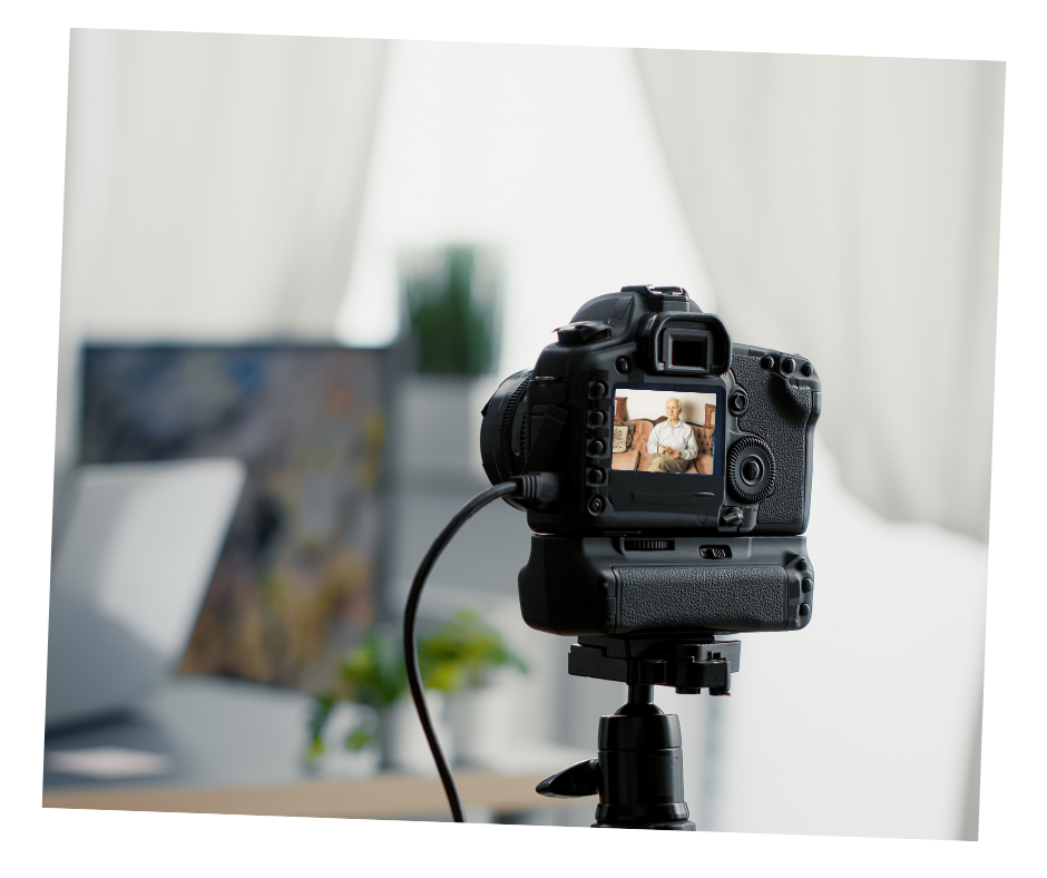 Recording family stories using a camera during an interview