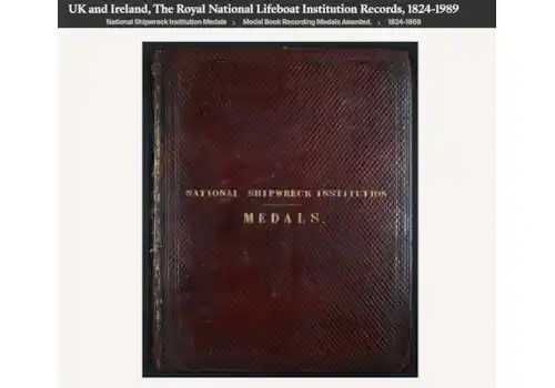 cover of the RNLI National Shipwreck Institution Medals Register 1824 to 1868 cover of the RNLI National Shipwreck Institution Medals Register 1824 to 1868