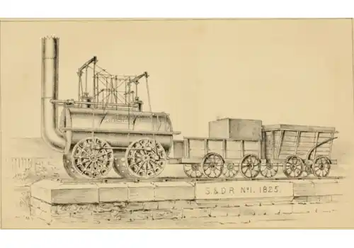 Image from Archive.org: Read the 1875 50th anniversary publication of the Stockton and Darlington Railway at https://archive.org/details/jubileememorialo00jeanuoft/page/n7/mode/2up Image from Archive.org: Read the 1875 50th anniversary publication of the Stockton and Darlington Railway at https://archive.org/details/jubileememorialo00jeanuoft/page/n7/mode/2up