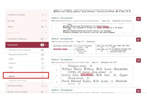 Use the filters to drill down to find collections of interest in TheGenealogist Use the filters to drill down to find collections of interest in TheGenealogist