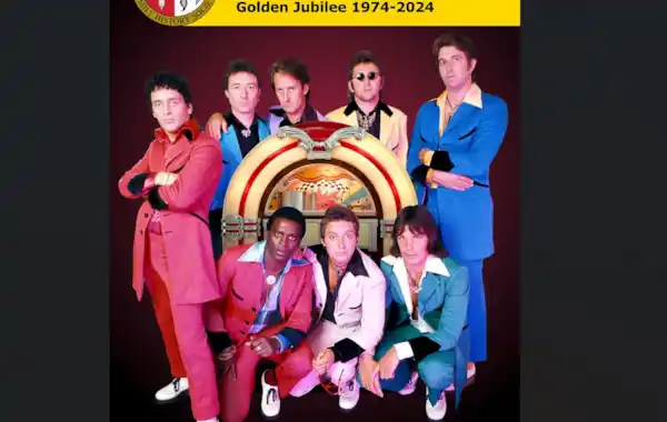 The cover of the Leicestershire & Rutland Family History Society (LRFHS) Golden Jubilee September 2024 Journal, featuring 1970s Leicester band Showaddywaddy (Photograph obtained directly from Dave Bartram, lead singer) The cover of the Leicestershire & Rutland Family History Society (LRFHS) Golden Jubilee September 2024 Journal, featuring 1970s Leicester band Showaddywaddy (Photograph obtained directly from Dave Bartram, lead singer)
