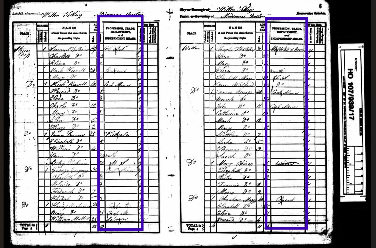 Your search for your ancestors' old Victorian occupations can begin with the census. Here are examples from the 1841 Census with the column for occupation details marked
