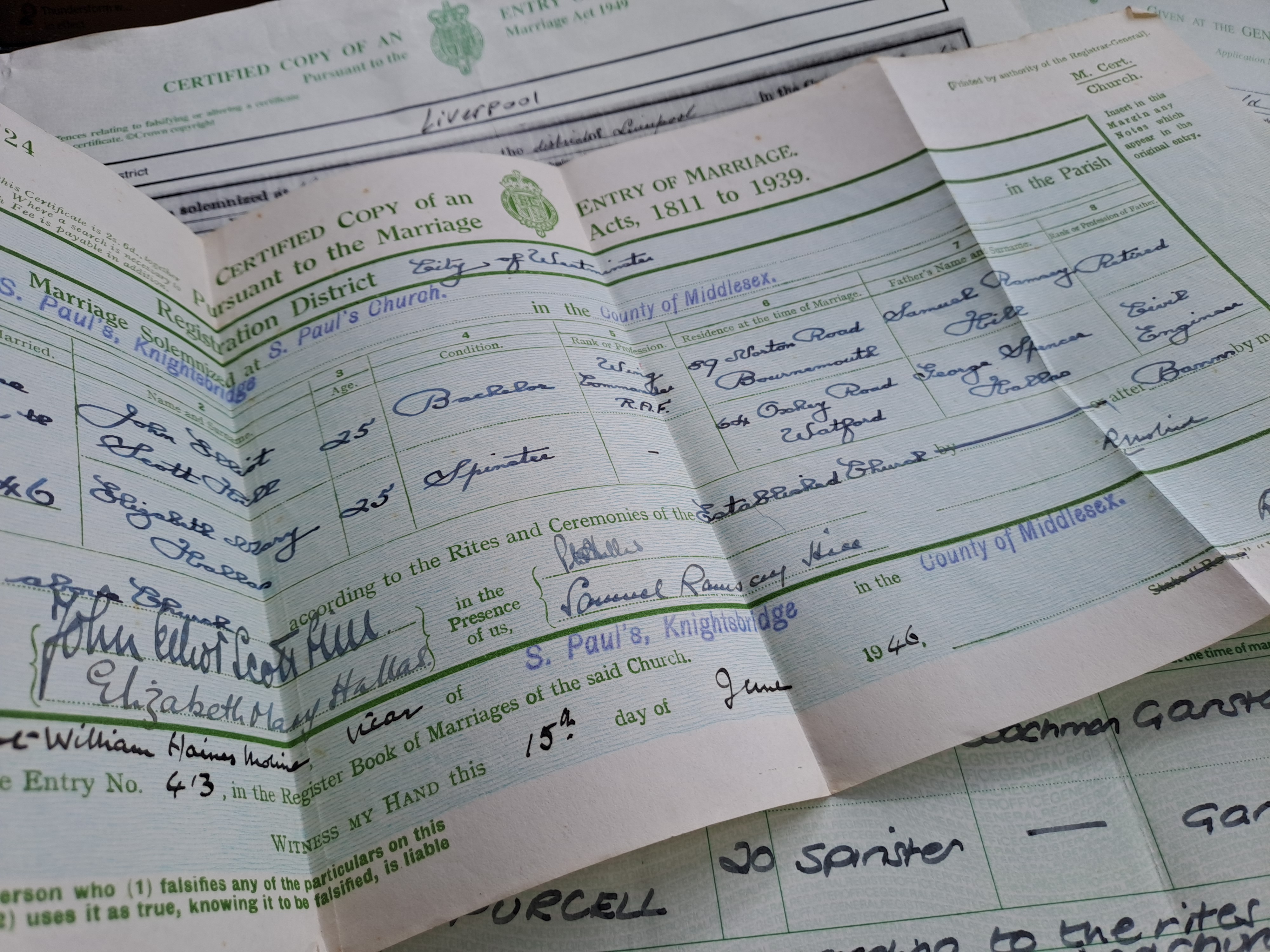 Marriage certificates