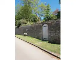 Remains of the Roman Praetorium at Castor sticking out of the wall #StoryOfOurStreet Remains of the Roman Praetorium at Castor sticking out of the wall #StoryOfOurStreet