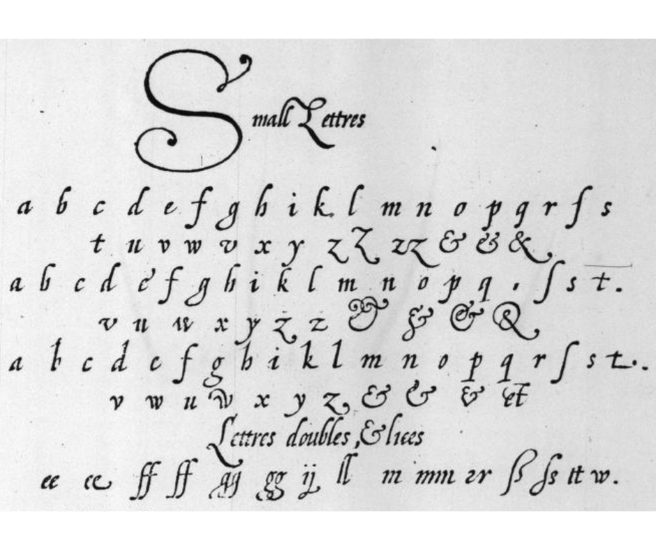 An example of small letters in the secretary hand alphabet