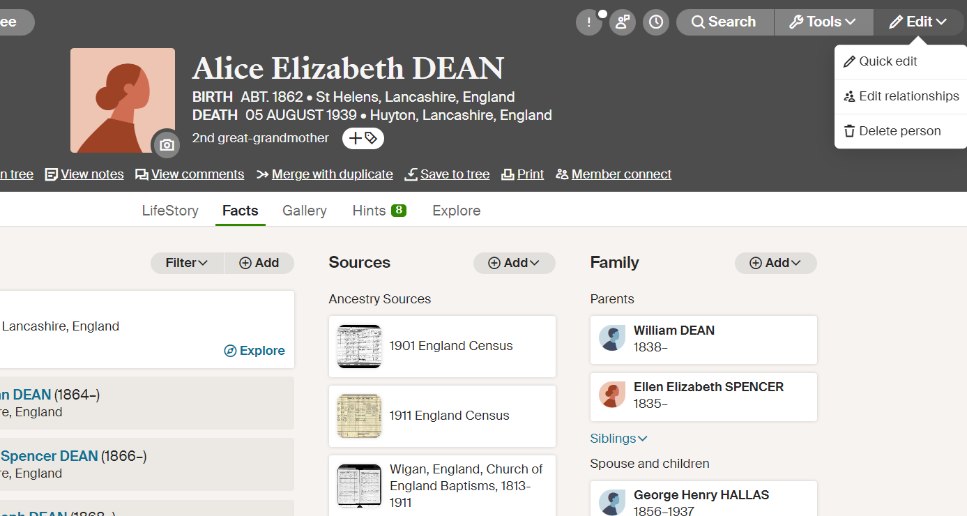 How to edit a relationship on your Ancestry tree