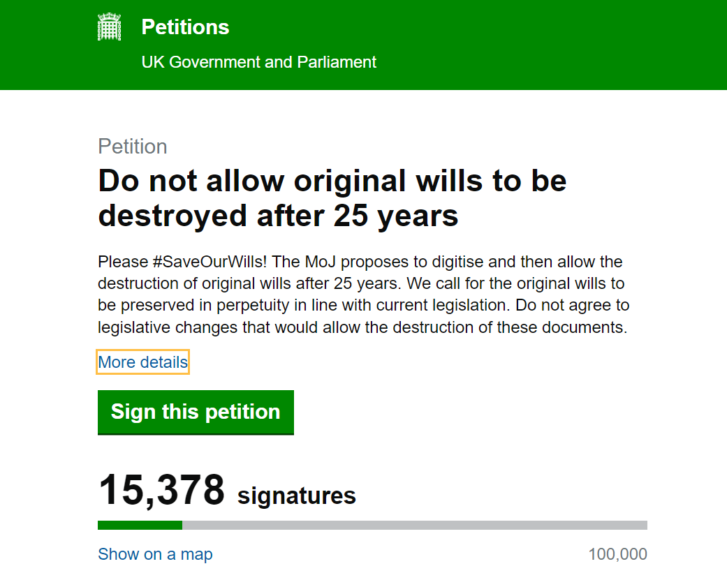 update on saveourwills MoJ wills consultation Richard Holt Family Tree UK