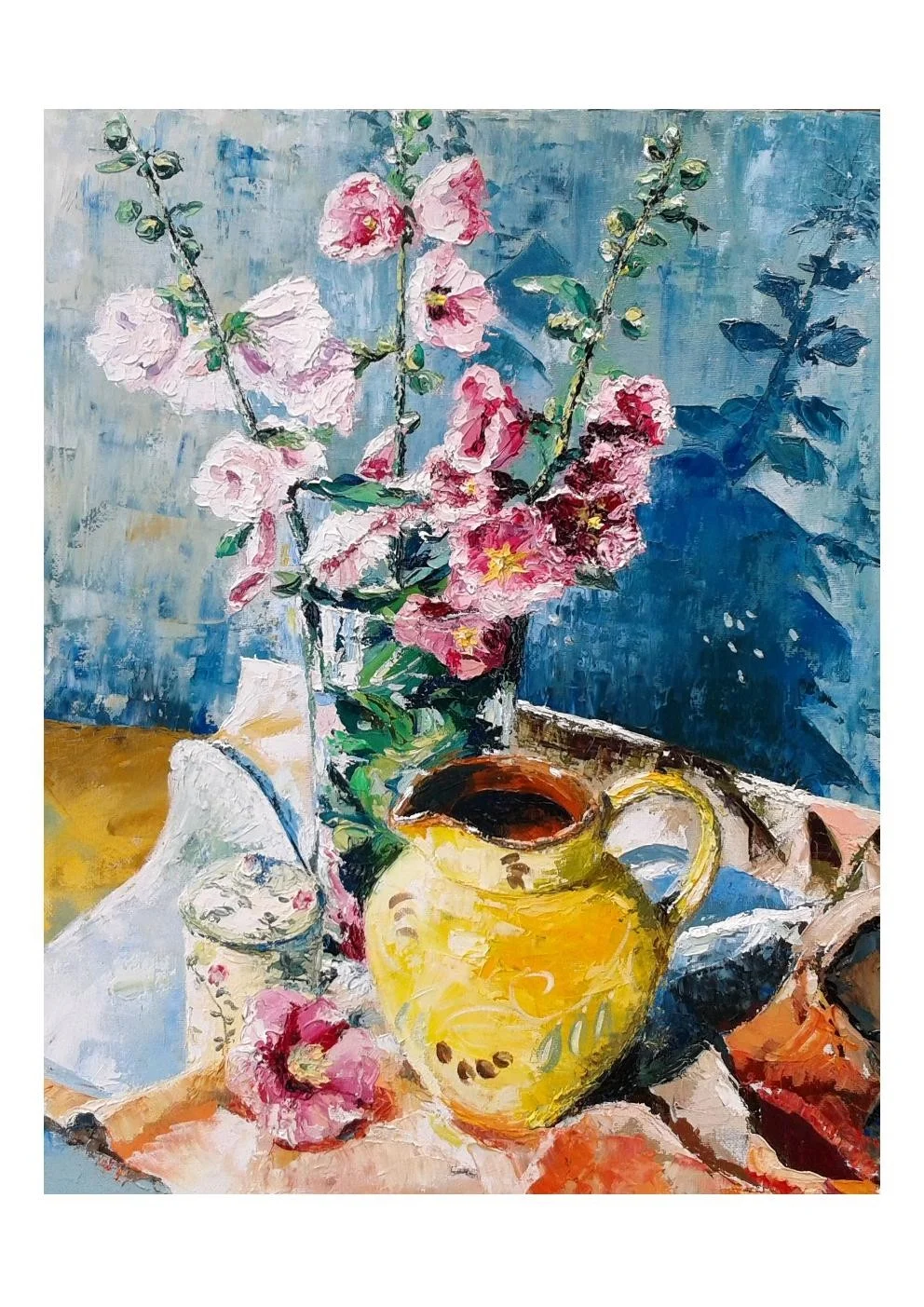 Hollyhocks (July) © Sold Oil Hollyhocks (July) © Sold Oil