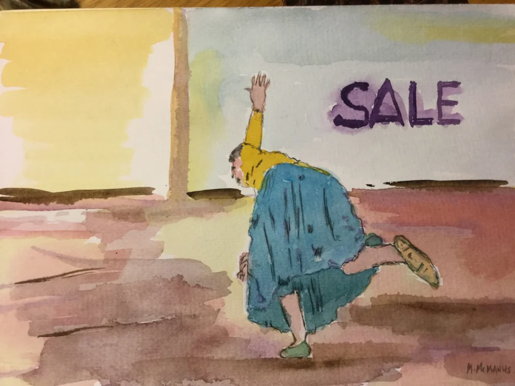 A woman who tripped after being distracted by a sale sign A woman who tripped after being distracted by a sale sign