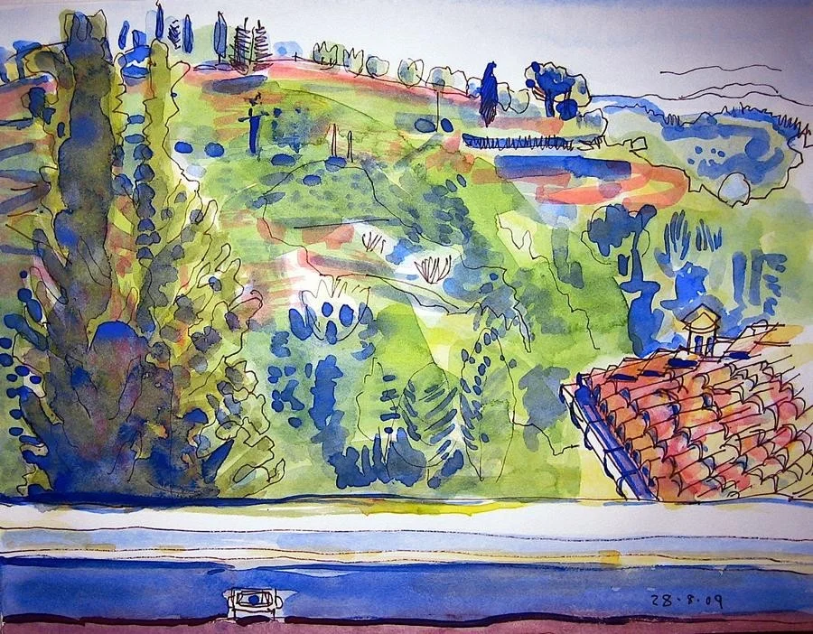 Hillside in Tuscany from a window Hillside in Tuscany from a window
