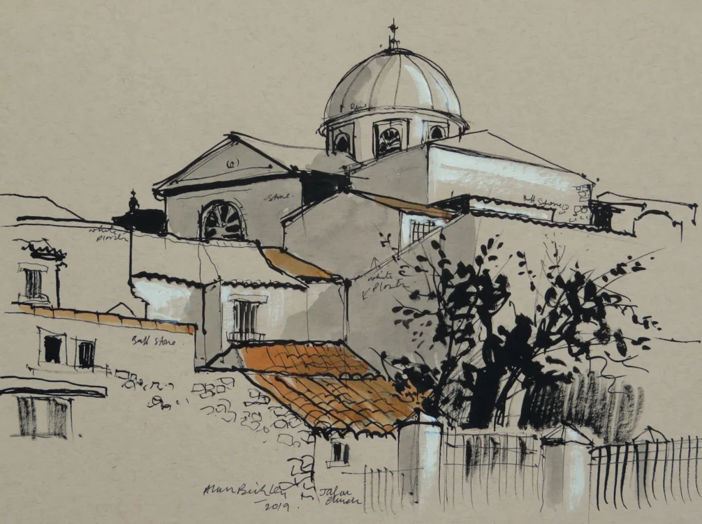 The Church in Jalon (Spain) - plein air sketch. The Church in Jalon (Spain) - plein air sketch.