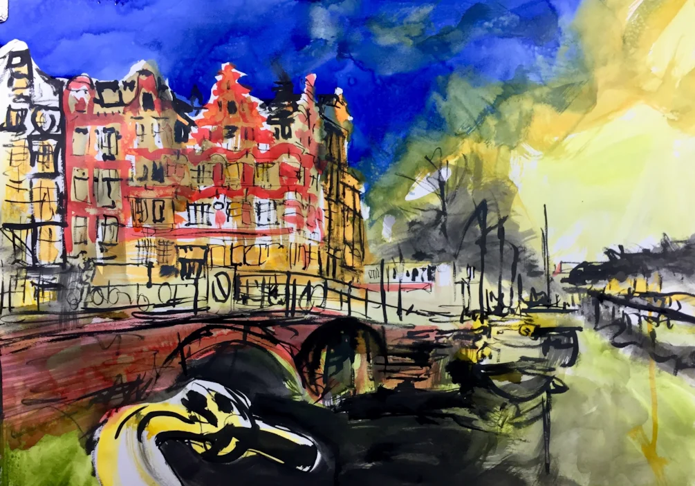 Brouwersgracht, ink on A2 Brouwersgracht, ink on A2