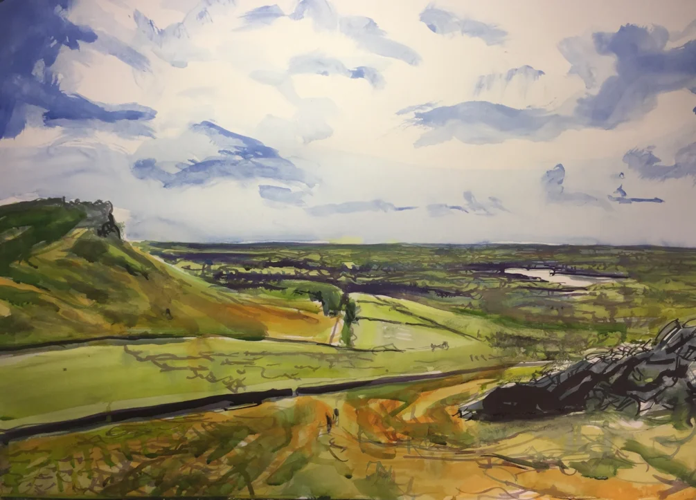 Hen cloud and Tittersworth reservoir, ink on A2 cartridge Hen cloud and Tittersworth reservoir, ink on A2 cartridge