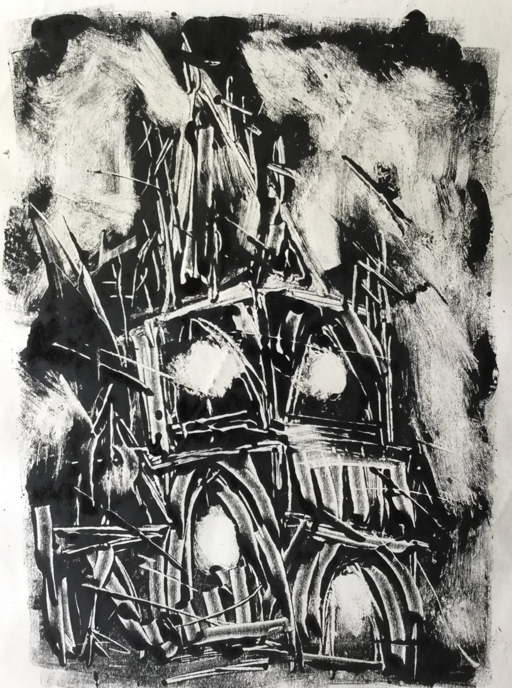 Windy Wigtown County Buildings Tower....monotype Windy Wigtown County Buildings Tower....monotype