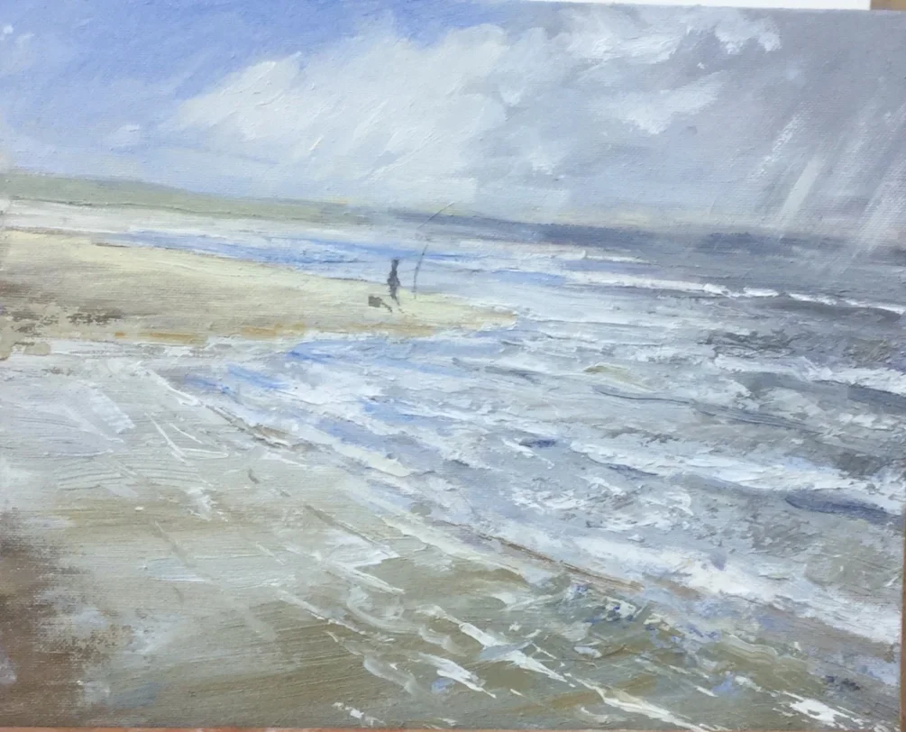 Ynys Las West Wales Jan 2016. I started this on the beach in strong winds using a pochade box on a tripod. It blew over and the painting was covered in sand. I packed up and went home. The pochade box was not used until 3 weeks ago when I discovered the Ynys Las West Wales Jan 2016. I started this on the beach in strong winds using a pochade box on a tripod. It blew over and the painting was covered in sand. I packed up and went home. The pochade box was not used until 3 weeks ago when I discovered the