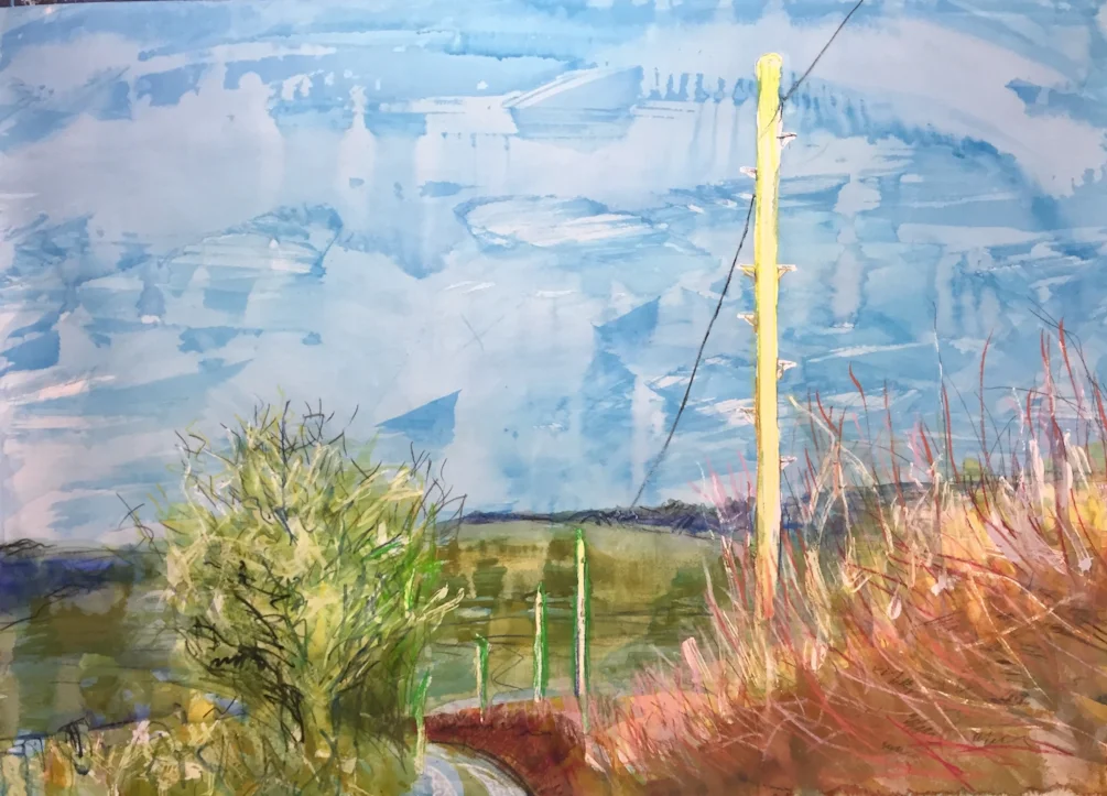 Near Meerbrook. Ink and watercolour pencil crayon on A2 Near Meerbrook. Ink and watercolour pencil crayon on A2