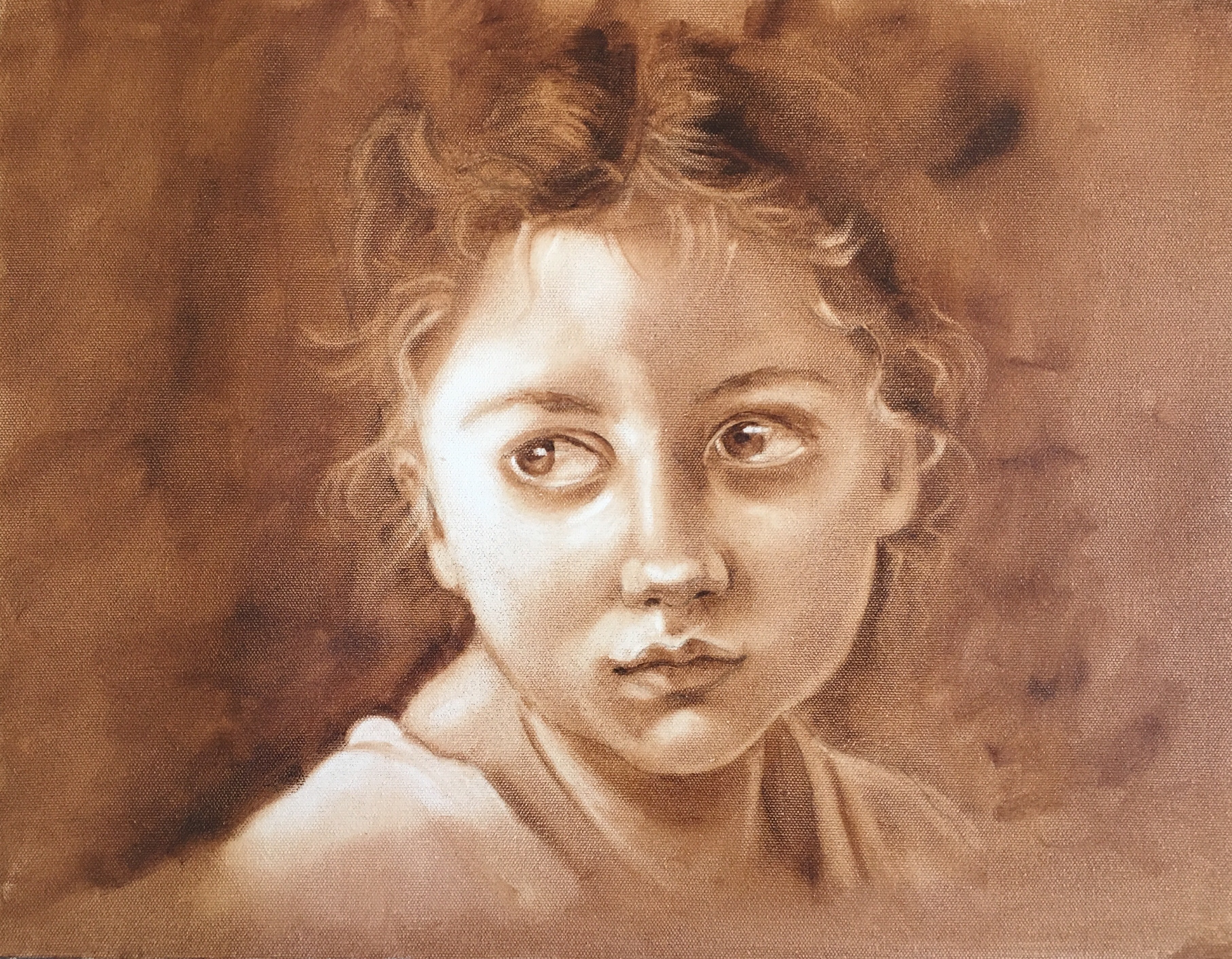 A young girl - underpainting.