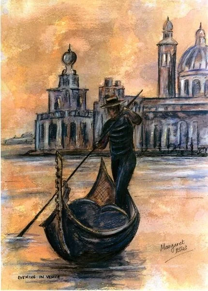 Gondolier at Sunset. Gondolier at Sunset.