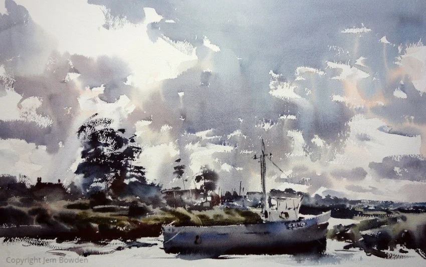 On the mud at Brancaster Staithe. 31 x 51cm On the mud at Brancaster Staithe. 31 x 51cm